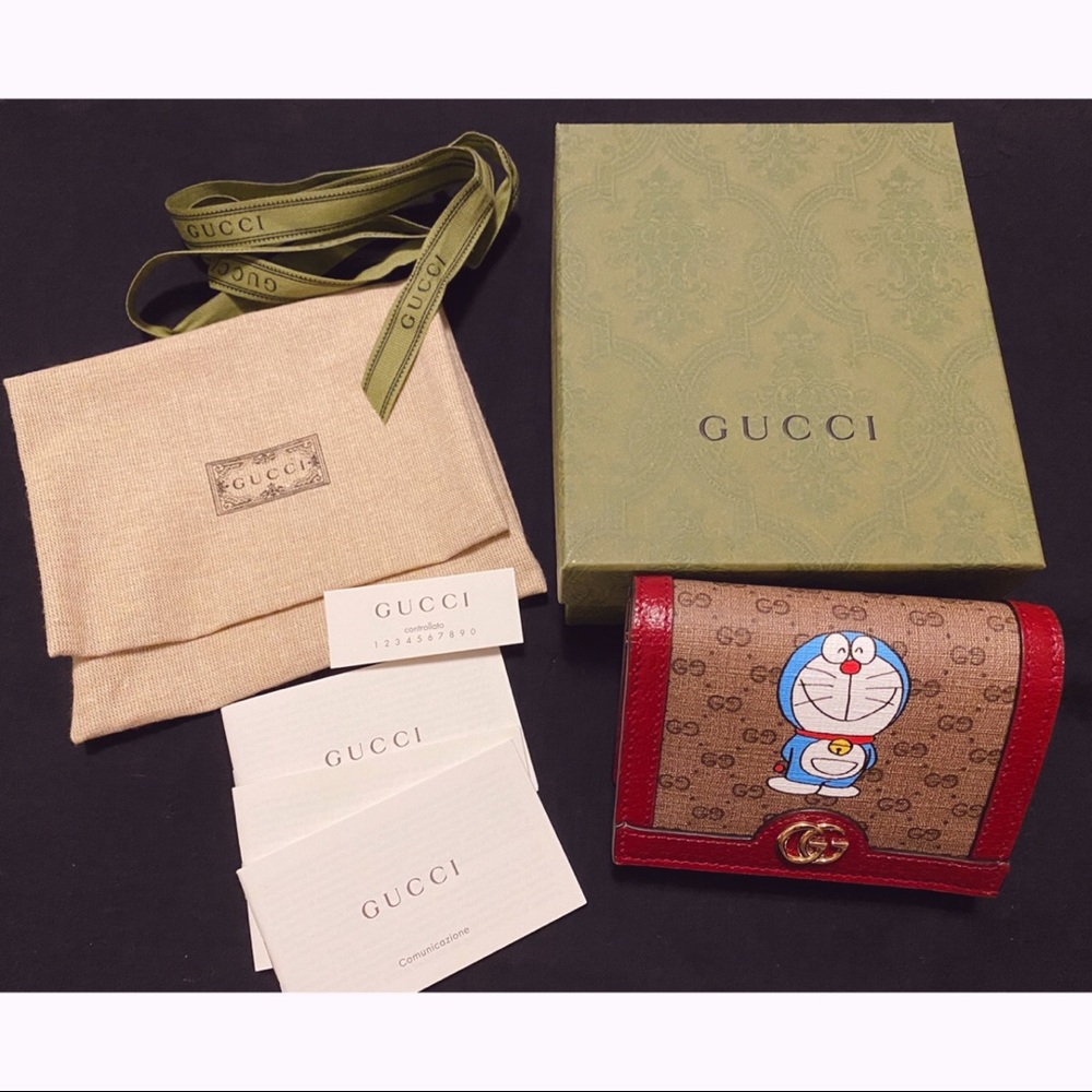 Gucci Doraemon Flap Card Case Wallet Mini GG
